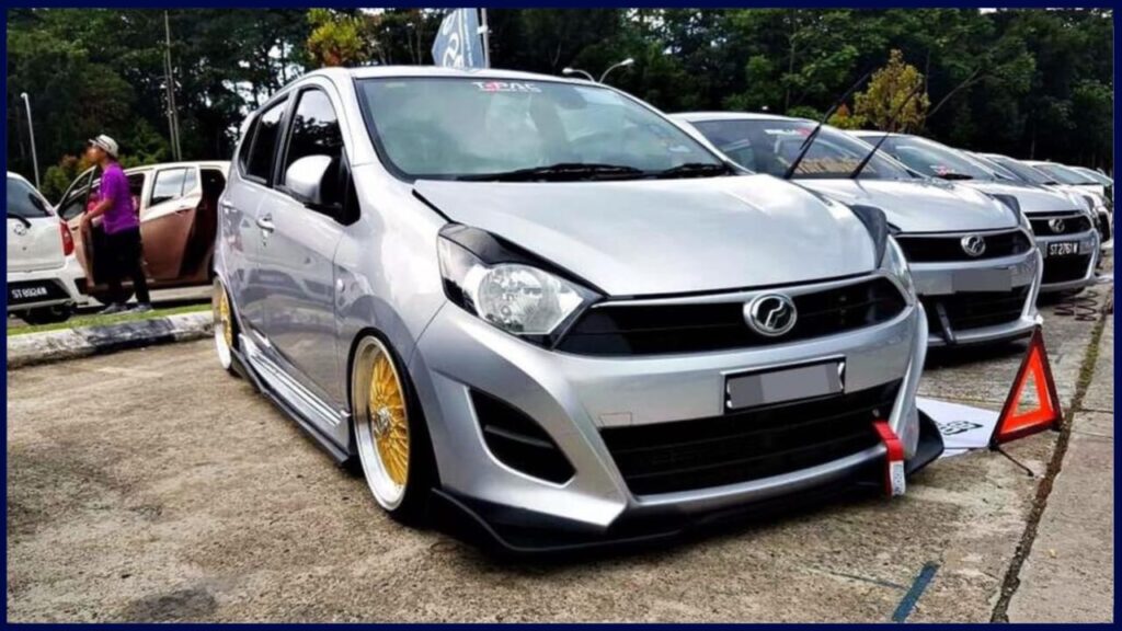 modified kereta perodua axia grey