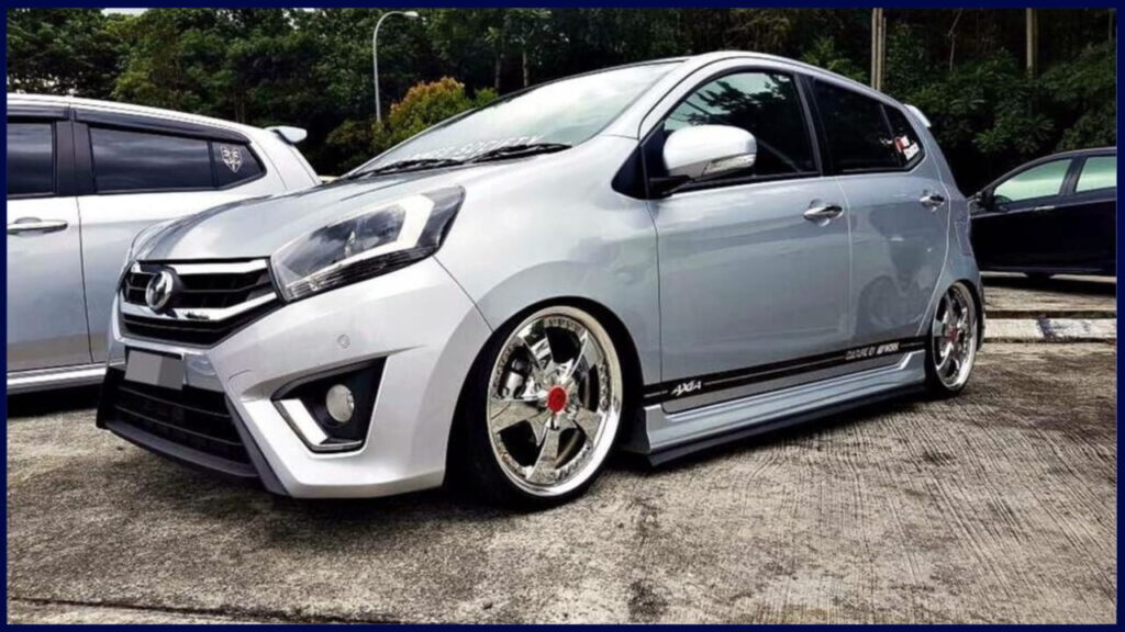 modified kereta perodua axia silver