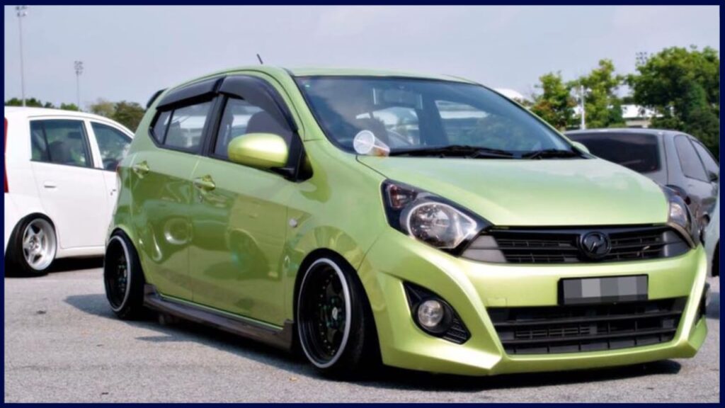 modified kereta perodua axia simple green metalic