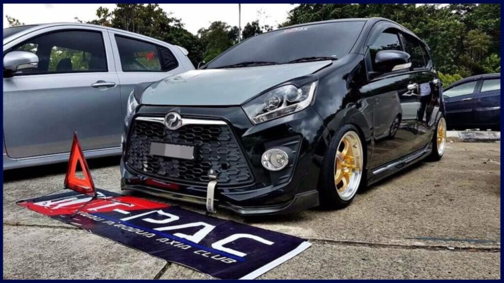 modified kereta perodua axia simple hitam