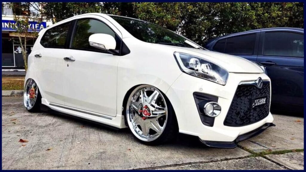 modified kereta perodua axia simple white